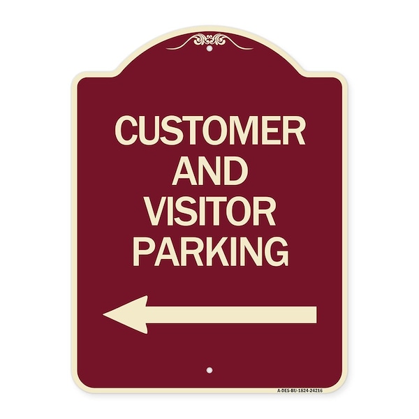 Signmission Customer and Visitor Parking W/ Left Arrow Heavy-Gauge Aluminum Sign, 24" x 18", BU-1824-24216 A-DES-BU-1824-24216 - main